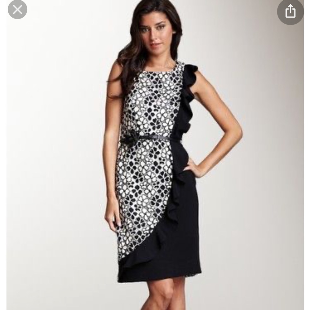 NWT Eva Franco Black and White Ruffle Dress